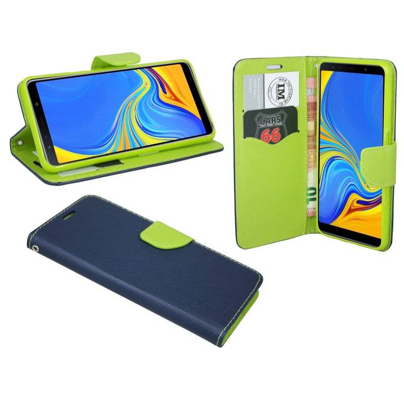 Samsung Galaxy A7 2018 Flip Case Tasche Schutzhülle Blau-Grün