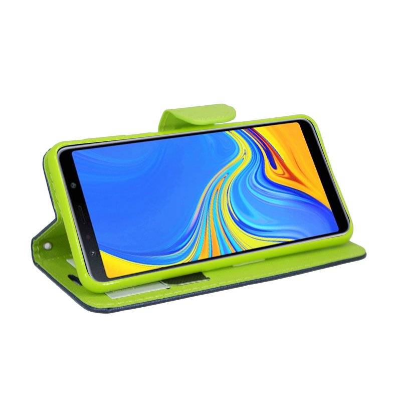 Samsung Galaxy A7 2018 Flip Case Tasche Schutzhülle Blau-Grün