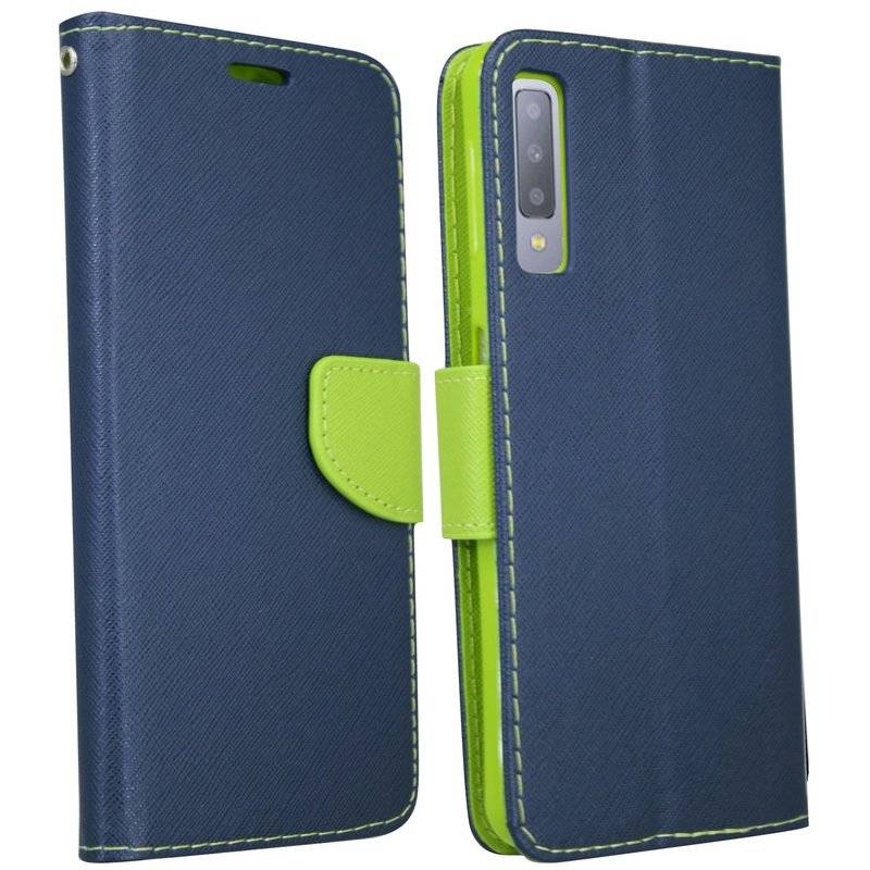 Samsung Galaxy A7 2018 Flip Case Tasche Schutzhülle Blau-Grün
