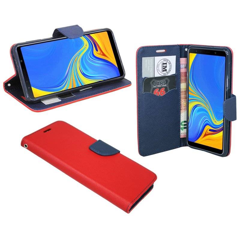 Samsung Galaxy A7 2018 Flip Case Tasche Schutzhülle Rot-Blau