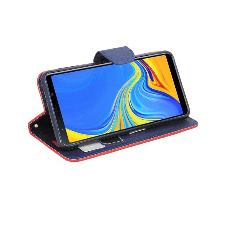 Samsung Galaxy A7 2018 Flip Case Tasche Schutzhülle Rot-Blau