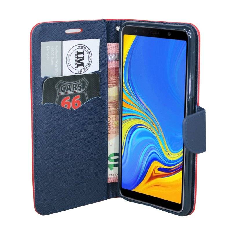 Samsung Galaxy A7 2018 Flip Case Tasche Schutzhülle Rot-Blau