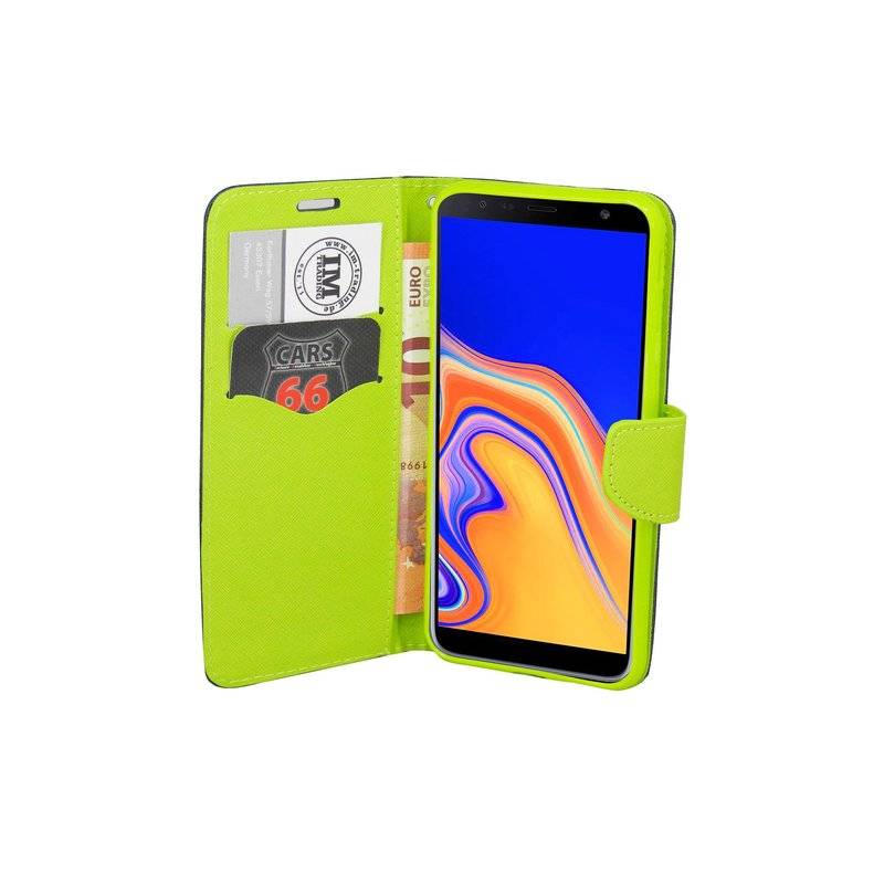 Samsung Galaxy J4+ Plus Flip Case Tasche Schutzhülle Blau-Grün
