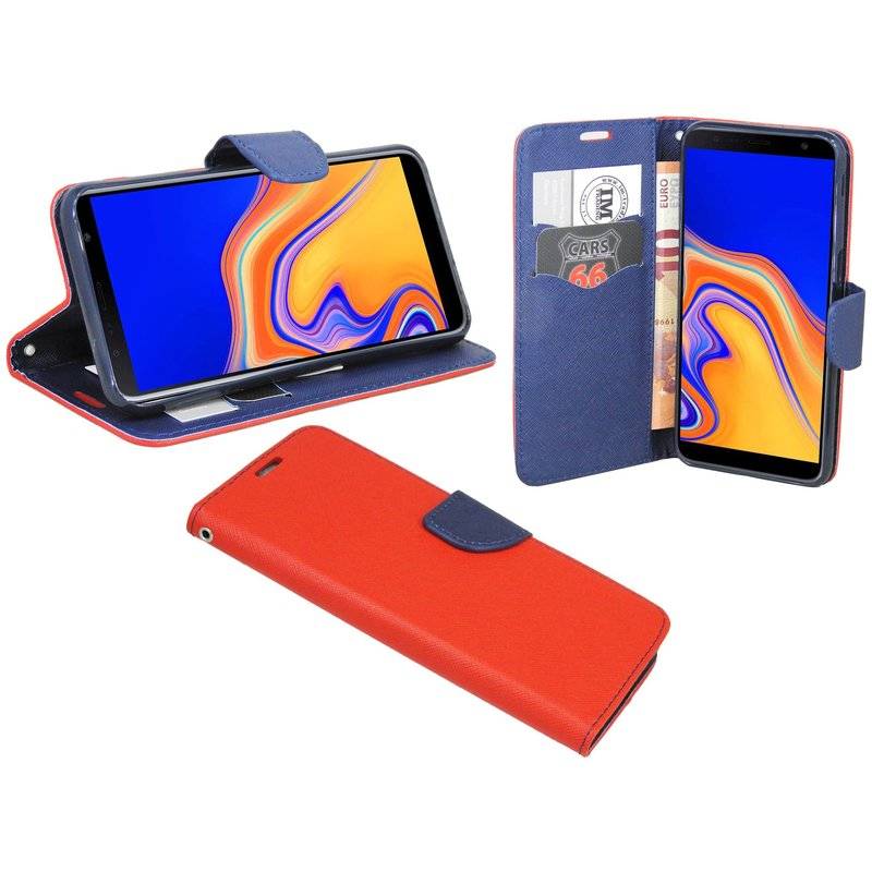 Samsung Galaxy J4+ Plus ( J415F ) Flip Case Tasche Schutzhülle Rot-Blau
