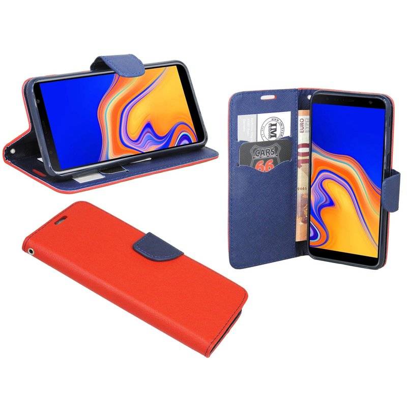 Samsung Galaxy J6+ Plus ( J610F ) Flip Case Tasche Schutzhülle Rot-Blau