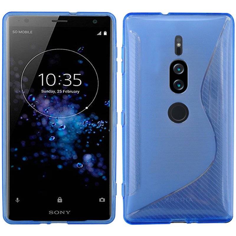 Sony Xperia XZ2 Premium Handy Silikon Schutzhülle Cover Case Blau