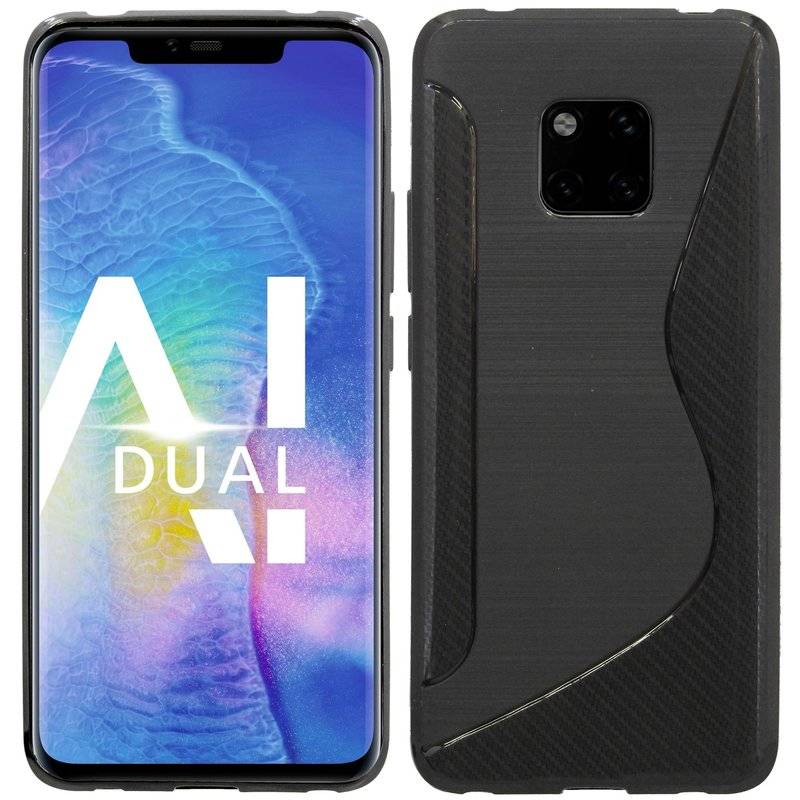 Huawei Mate 20 PRO Silikon Hülle S-Line Cover Case Bumper Schwarz