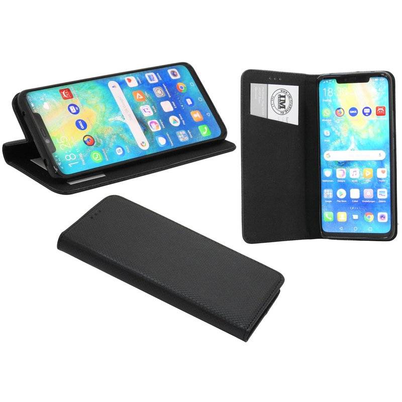 Huawei Mate 20 PRO Tasche Flip Case Schutzhülle mit Kartenfach Schwarz