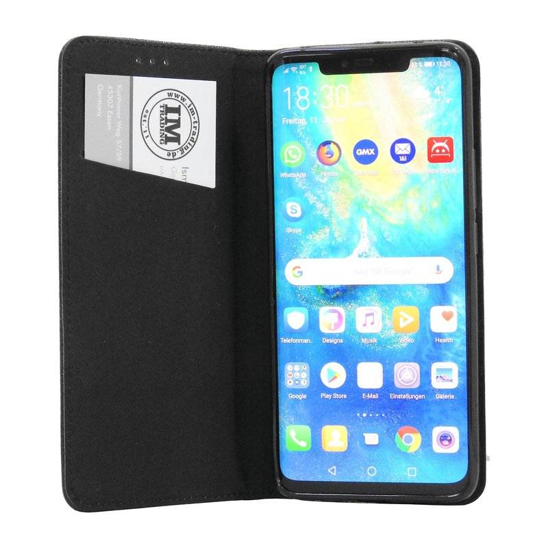 Huawei Mate 20 PRO Tasche Flip Case Schutzhülle mit Kartenfach Schwarz