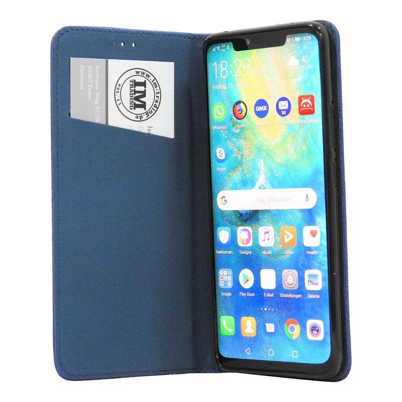 Huawei Mate 20 PRO Tasche Flip Case Schutzhülle mit Kartenfach Schwarz