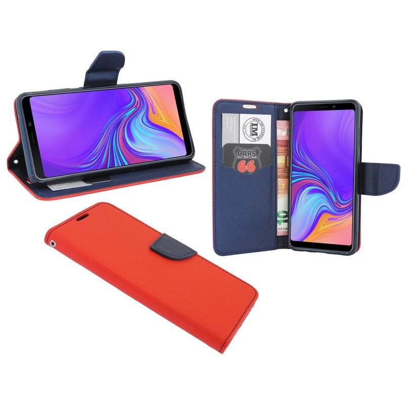 Samsung Galaxy A9 2018 Tasche Flip Case Schutzhülle Rot-Blau
