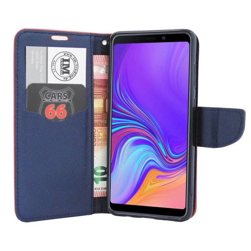 Samsung Galaxy A9 2018 Tasche Flip Case Schutzhülle Rot-Blau