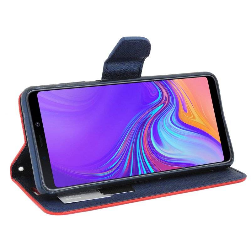 Samsung Galaxy A9 2018 Tasche Flip Case Schutzhülle Rot-Blau