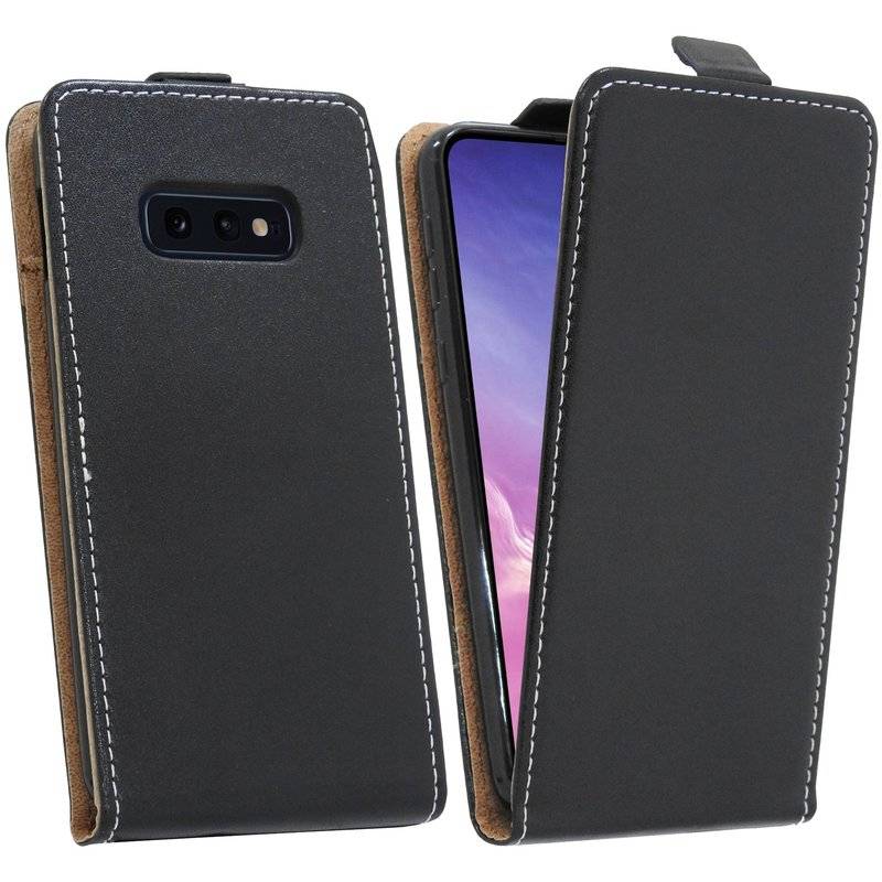 Flip Case kompatibel mit SAMSUNG GALAXY S10e (G970F) Handy Tasche vertikal aufklappbar Schutzhülle Klapp Hülle Schwarz
