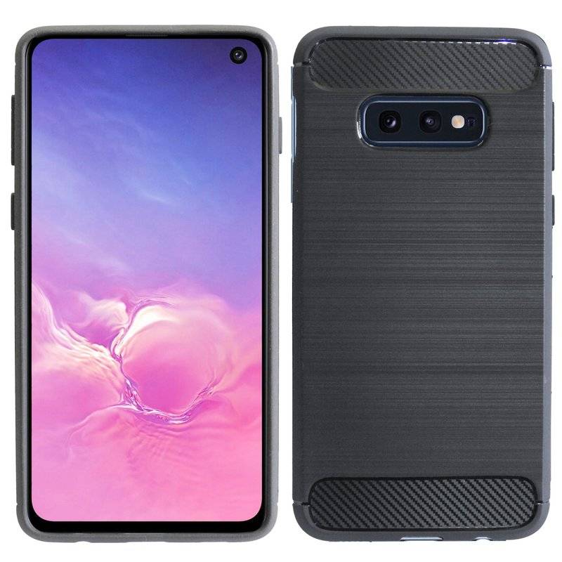 Silikon Hülle Carbon kompatibel mit SAMSUNG GALAXY S10e (G970F) TPU Case Soft Handyhülle Cover Schutzhülle Schwarz