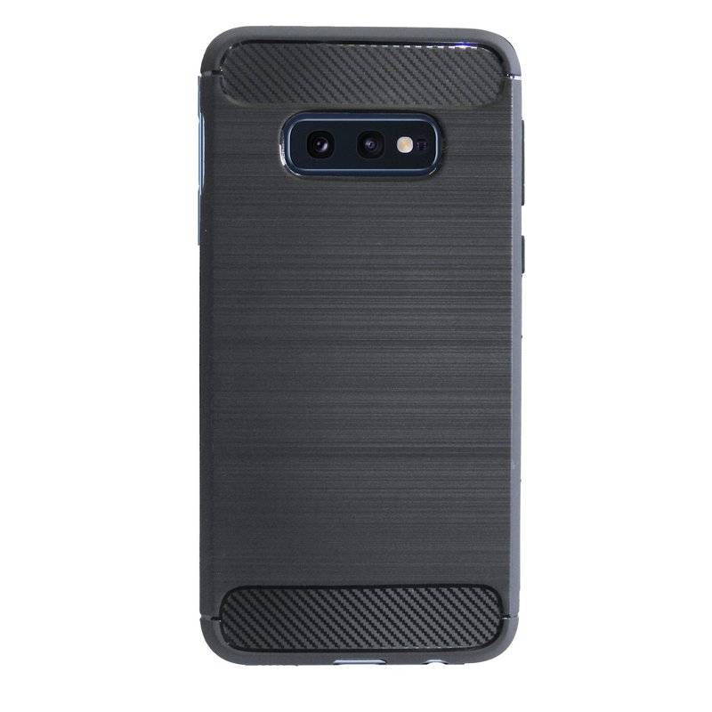 Silikon Hülle Carbon kompatibel mit SAMSUNG GALAXY S10e (G970F) TPU Case Soft Handyhülle Cover Schutzhülle Schwarz
