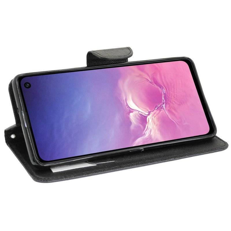 Buch Tasche Fancy für SAMSUNG GALAXY S10e G970F Handy Hülle Brieftasche Schutzhülle Standfunktion Kartenfach Schwarz