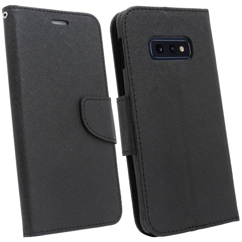 Buch Tasche Fancy für SAMSUNG GALAXY S10e G970F Handy Hülle Brieftasche Schutzhülle Standfunktion Kartenfach Schwarz