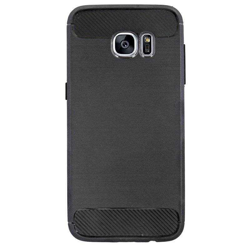 Silikon Hülle Carbon kompatibel mit Samsung Galaxy S7 EDGE (G935F) TPU Case Soft Handyhülle Cover Schutzhülle Schwarz
