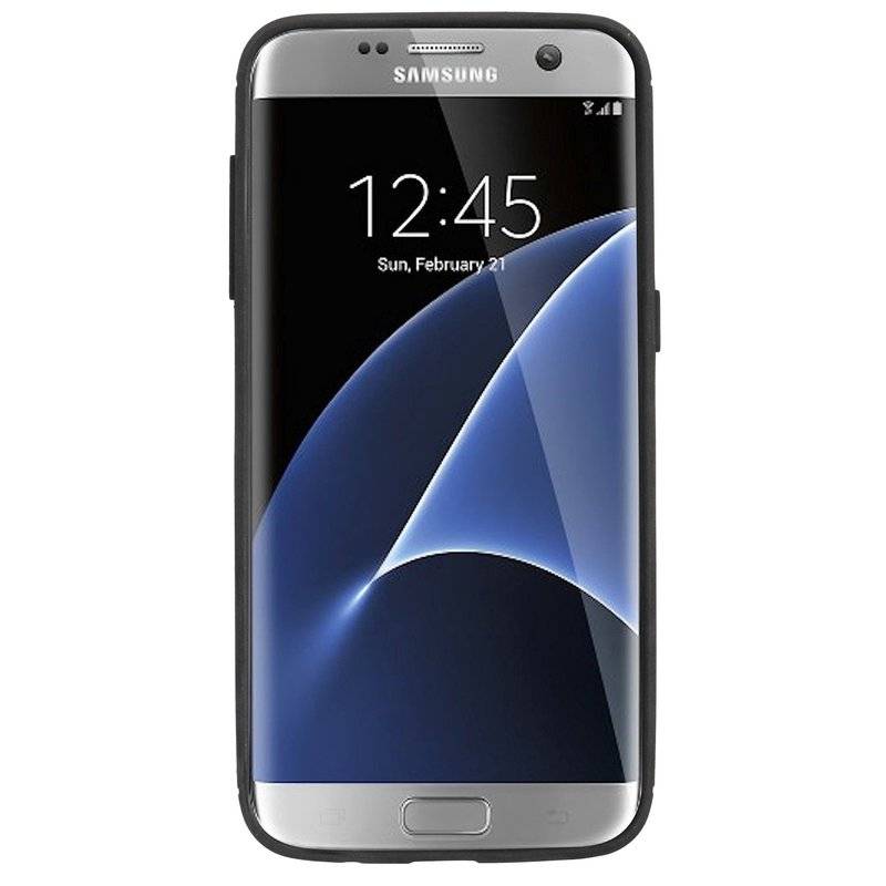 Silikon Hülle Carbon kompatibel mit Samsung Galaxy S7 EDGE (G935F) TPU Case Soft Handyhülle Cover Schutzhülle Schwarz