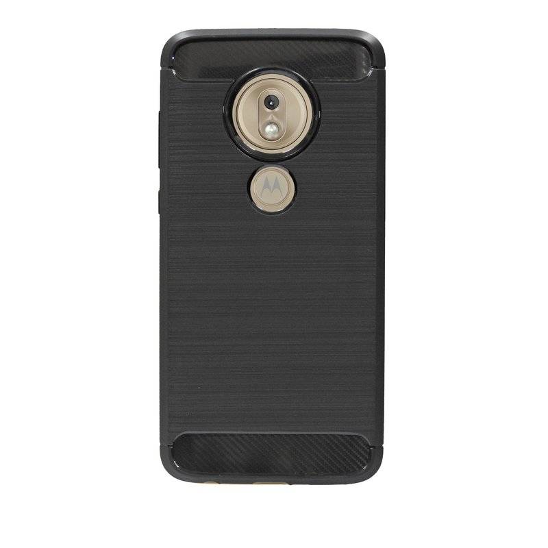 Silikon Hülle Carbon kompatibel mit MOTOROLA MOTO G7 PLAY TPU Case Soft Handyhülle Cover Schutzhülle Schwarz