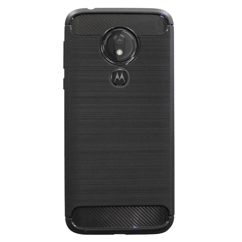 Silikon Hülle Carbon kompatibel mit MOTOROLA MOTO G7 POWER TPU Case Soft Handyhülle Cover Schutzhülle Schwarz