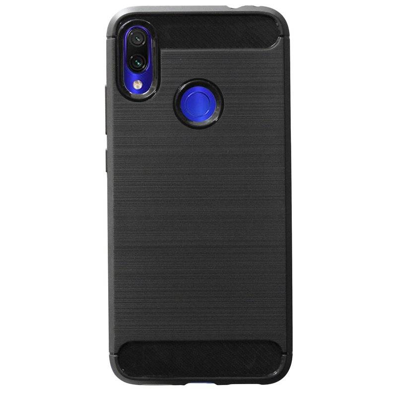 Silikon Hülle Carbon kompatibel mit XIAOMI REDMI NOTE 7 TPU Case Soft Handyhülle Cover Schutzhülle Schwarz