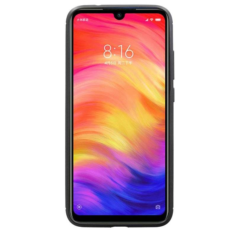 Silikon Hülle Carbon kompatibel mit XIAOMI REDMI NOTE 7 TPU Case Soft Handyhülle Cover Schutzhülle Schwarz