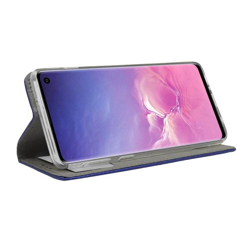 Buch Tasche Smart für Samsung Galaxy S10 G973F Handy Hülle Etui Schutzhülle mit Standfunktion, Kartenfach Schwarz Blau