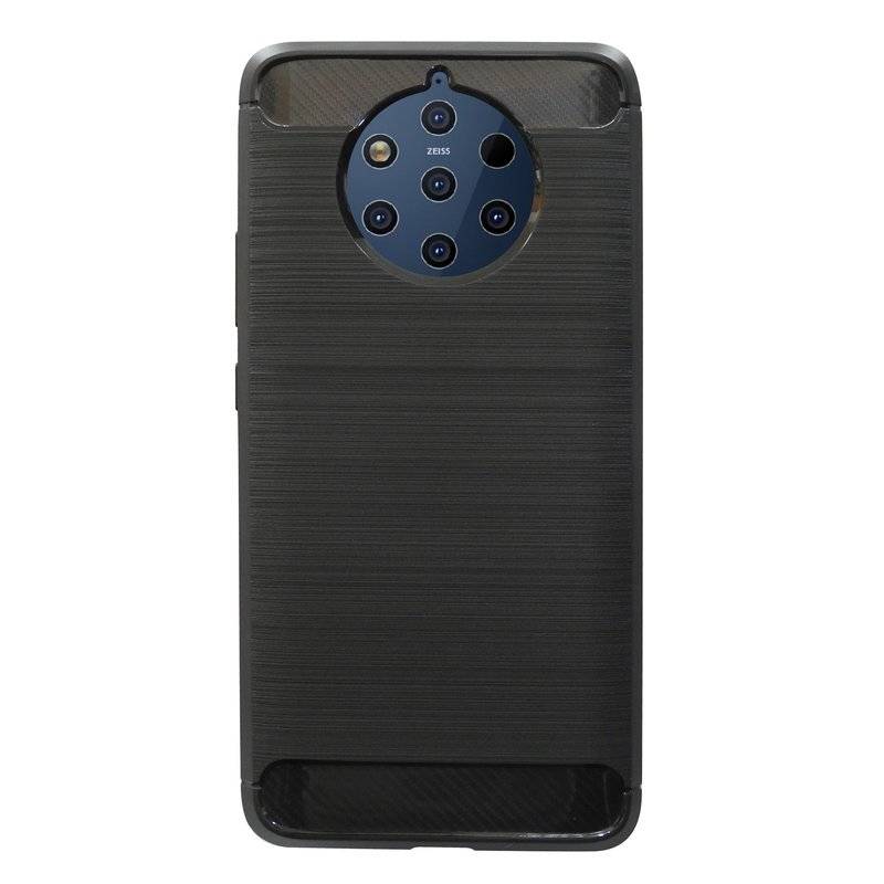 Silikon Hülle Carbon kompatibel mit NOKIA 9 PureView TPU Case Soft Handyhülle Cover Schutzhülle Schwarz