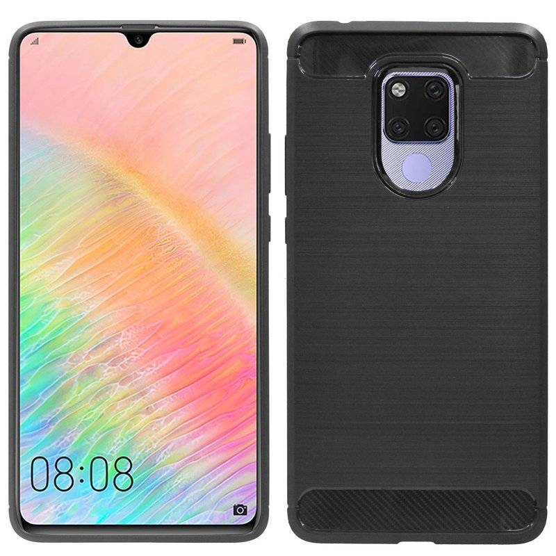 Silikon Hülle Carbon kompatibel mit HUAWEI MATE 20X TPU Case Soft Handyhülle Cover Schutzhülle Schwarz