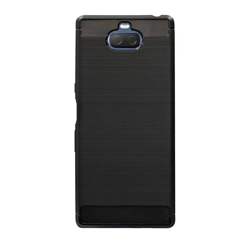 Silikon Hülle Carbon kompatibel mit SONY XPERIA 10 TPU Case Soft Handyhülle Cover Schutzhülle Schwarz