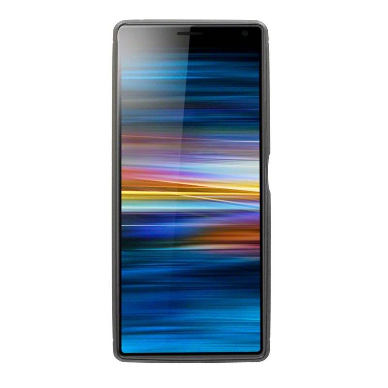 Silikon Hülle Carbon kompatibel mit SONY XPERIA 10 TPU Case Soft Handyhülle Cover Schutzhülle Schwarz