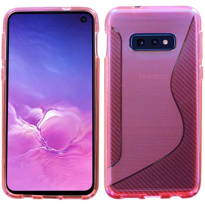 S-Line Hülle Bumper kompatibel mit Samsung Galaxy S10e G970F Silikonhülle Stoßfest Handyhülle TPU Case Cover Pink
