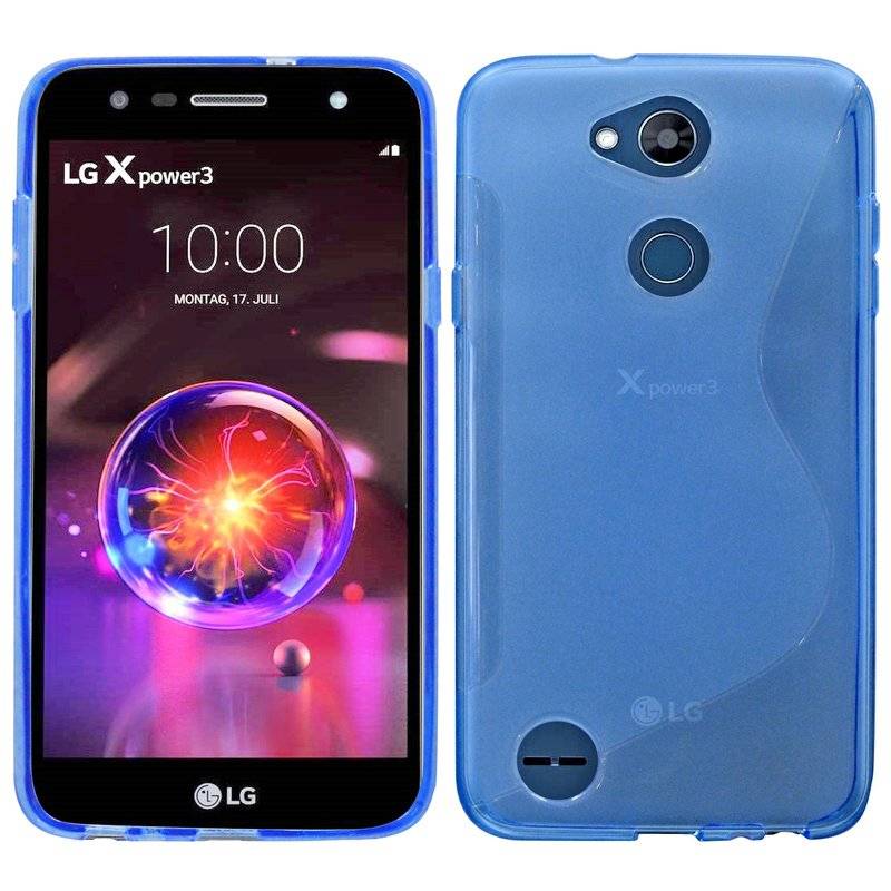 S-Line Hülle Bumper kompatibel mit LG X POWER 3 Silikonhülle Stoßfest Handyhülle TPU Case Cover Blau