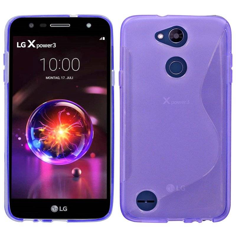 S-Line Hülle Bumper kompatibel mit LG X POWER 3 Silikonhülle Stoßfest Handyhülle TPU Case Cover Lila
