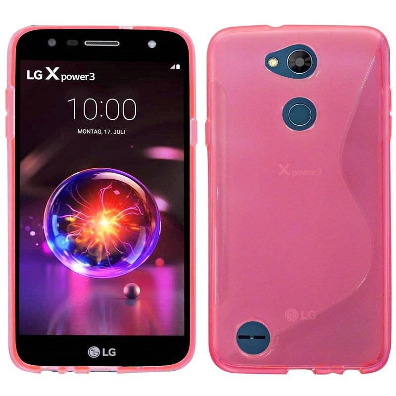 S-Line Hülle Bumper kompatibel mit LG X POWER 3 Silikonhülle Stoßfest Handyhülle TPU Case Cover Pink