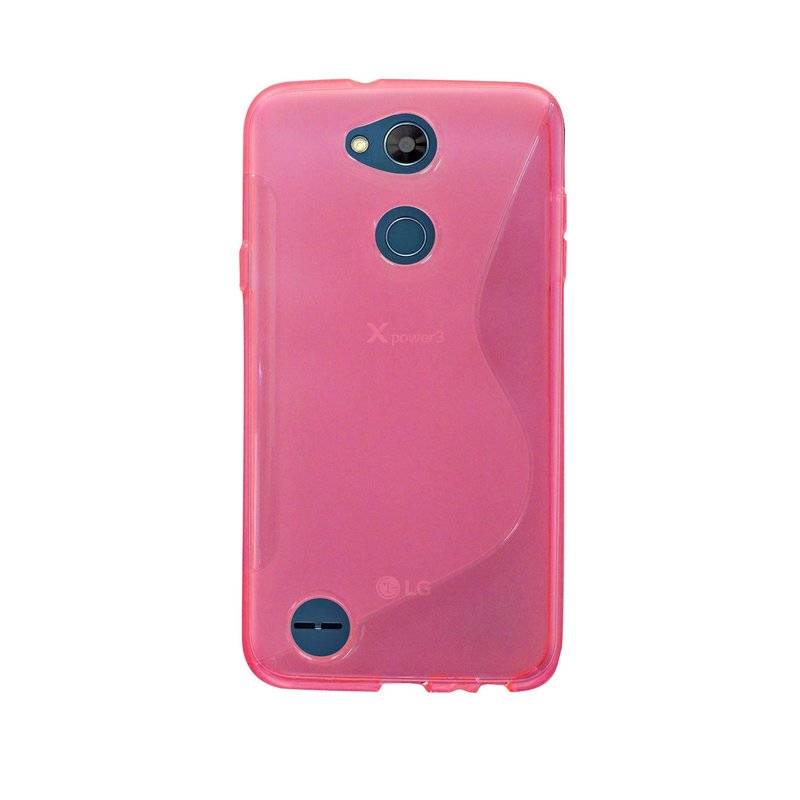 S-Line Hülle Bumper kompatibel mit LG X POWER 3 Silikonhülle Stoßfest Handyhülle TPU Case Cover Pink