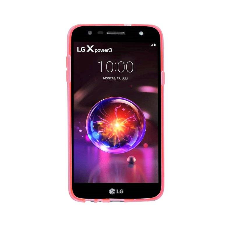 S-Line Hülle Bumper kompatibel mit LG X POWER 3 Silikonhülle Stoßfest Handyhülle TPU Case Cover Pink