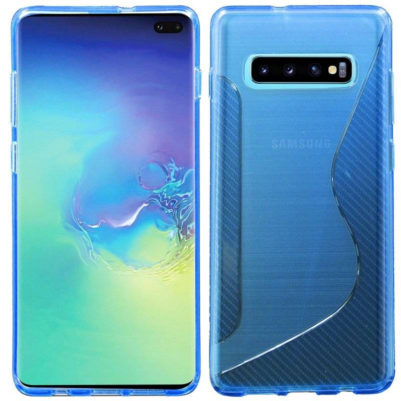 S-Line Hülle Bumper kompatibel mit Samsung Galaxy S10 Plus G975F Silikonhülle Stoßfest Handyhülle TPU Case Cover Blau