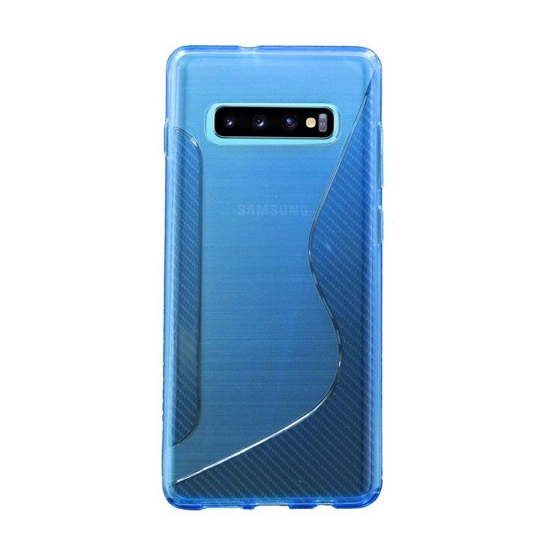 S-Line Hülle Bumper kompatibel mit Samsung Galaxy S10 Plus G975F Silikonhülle Stoßfest Handyhülle TPU Case Cover Blau