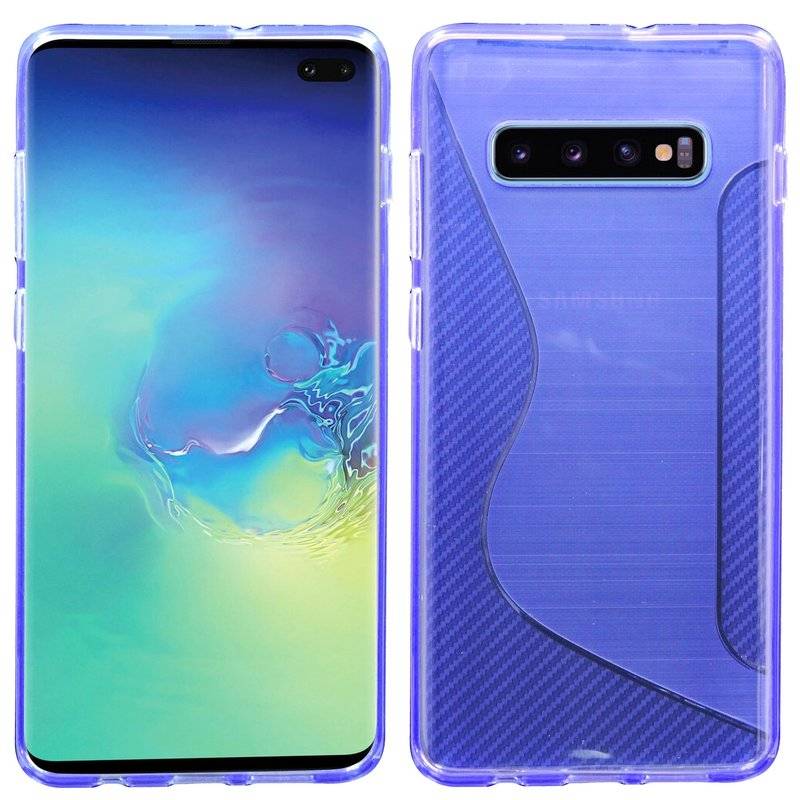 S-Line Hülle Bumper kompatibel mit Samsung Galaxy S10 Plus G975F Silikonhülle Stoßfest Handyhülle TPU Case Cover Lila