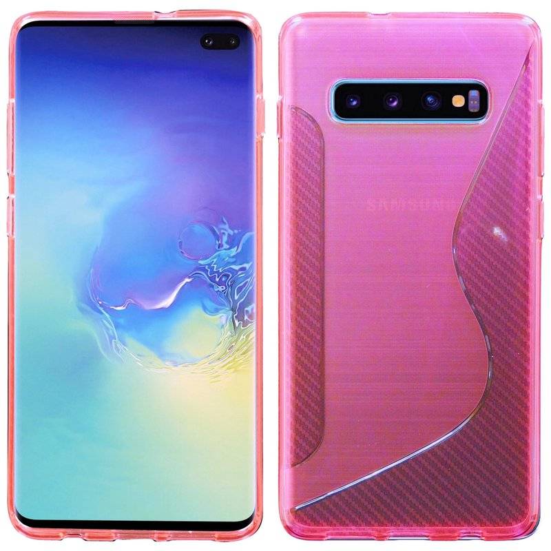 S-Line Hülle Bumper kompatibel mit Samsung Galaxy S10 Plus G975F Silikonhülle Stoßfest Handyhülle TPU Case Cover Pink