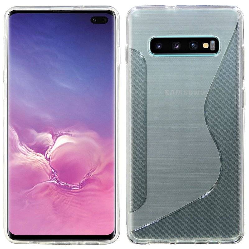 S-Line Hülle Bumper für Samsung Galaxy S10 Plus G975F Silikonhülle Stoßfest Handyhülle TPU Case Cover Transparent