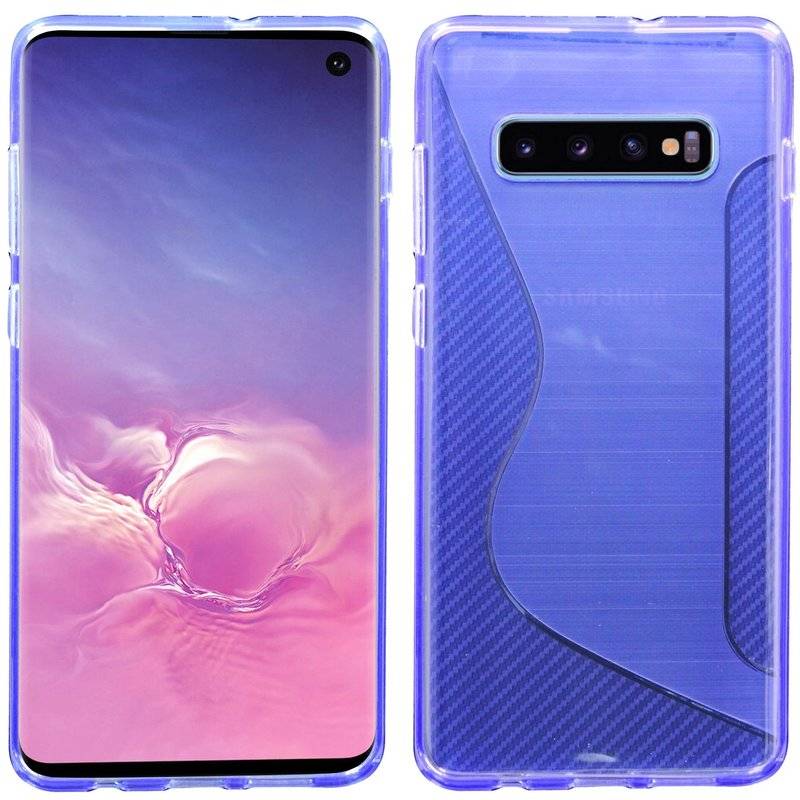 S-Line Hülle Bumper kompatibel mit Samsung Galaxy S10 G973F Silikonhülle Stoßfest Handyhülle TPU Case Cover Lila