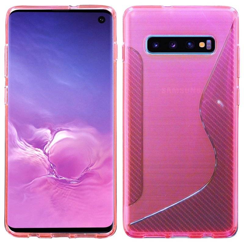 S-Line Hülle Bumper kompatibel mit Samsung Galaxy S10 G973F Silikonhülle Stoßfest Handyhülle TPU Case Cover Pink