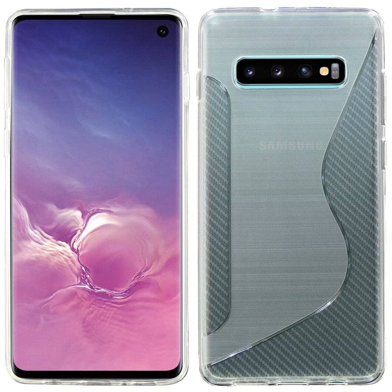 S-Line Hülle Bumper für Samsung Galaxy S10 G973F Silikonhülle Stoßfest Handyhülle TPU Case Cover Transparent