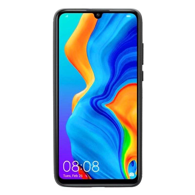 Silikon Hülle Carbon kompatibel mit HUAWEI P30 LITE Case TPU Soft Handyhülle Cover Schutzhülle Schwarz