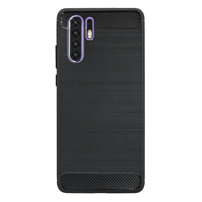Silikon Hülle Carbon kompatibel mit HUAWEI P30 PRO Case TPU Soft Handyhülle Cover Schutzhülle Schwarz