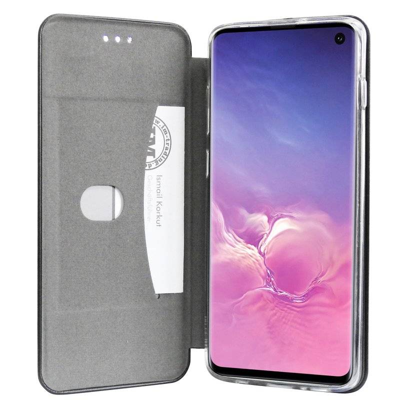 Buch Tasche Elegance für SAMSUNG GALAXY S10 (G973F) Handy Hülle Etui Schutzhülle mit Standfunktion, Kartenfach Schwarz